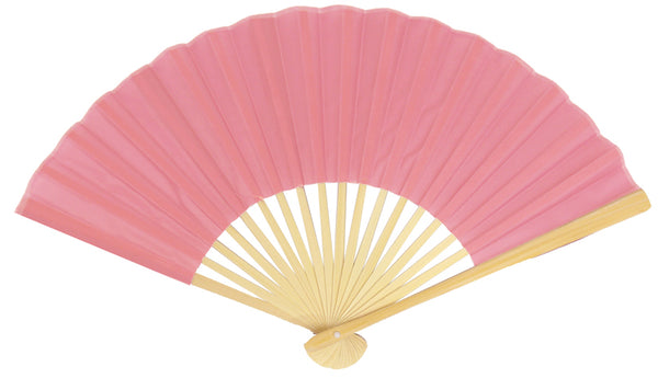 9 Inch Pink Silk Hand Fans for Weddings 