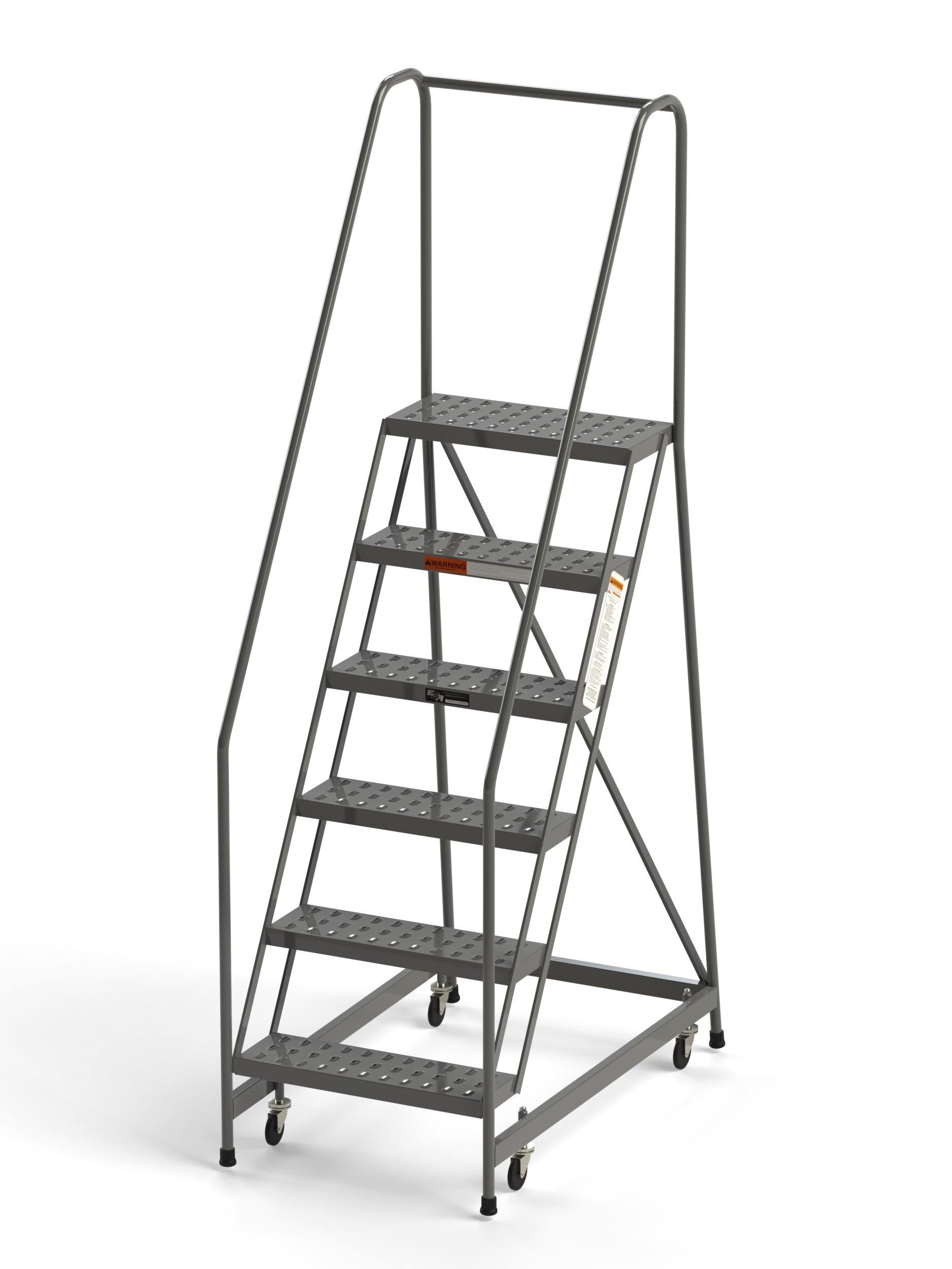 6 Step Rolling Ladder 24" Wide Treads from SaveMH Industrial warehouse ladder