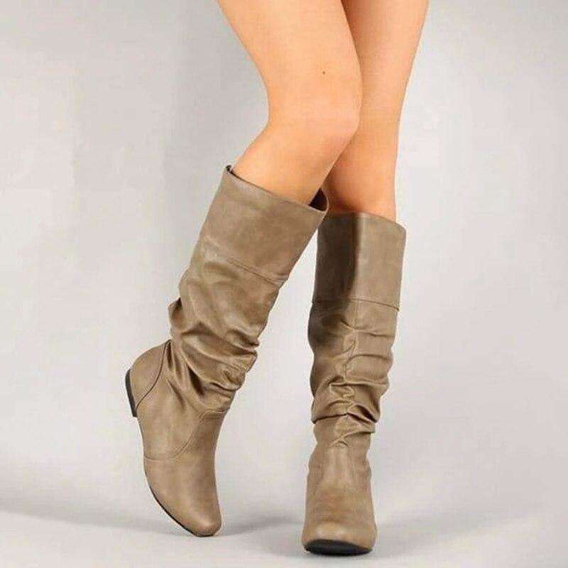 knee length leather boots