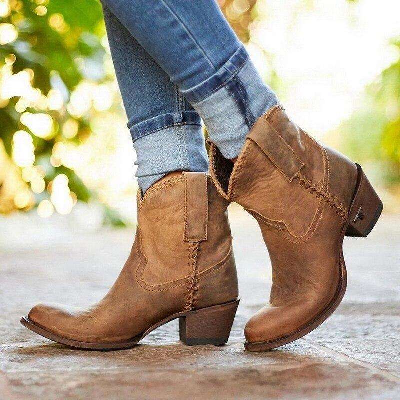 pointed toe booties block heel