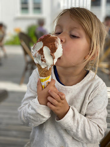 Girl eating Ice Cream Cone Oslo Norway