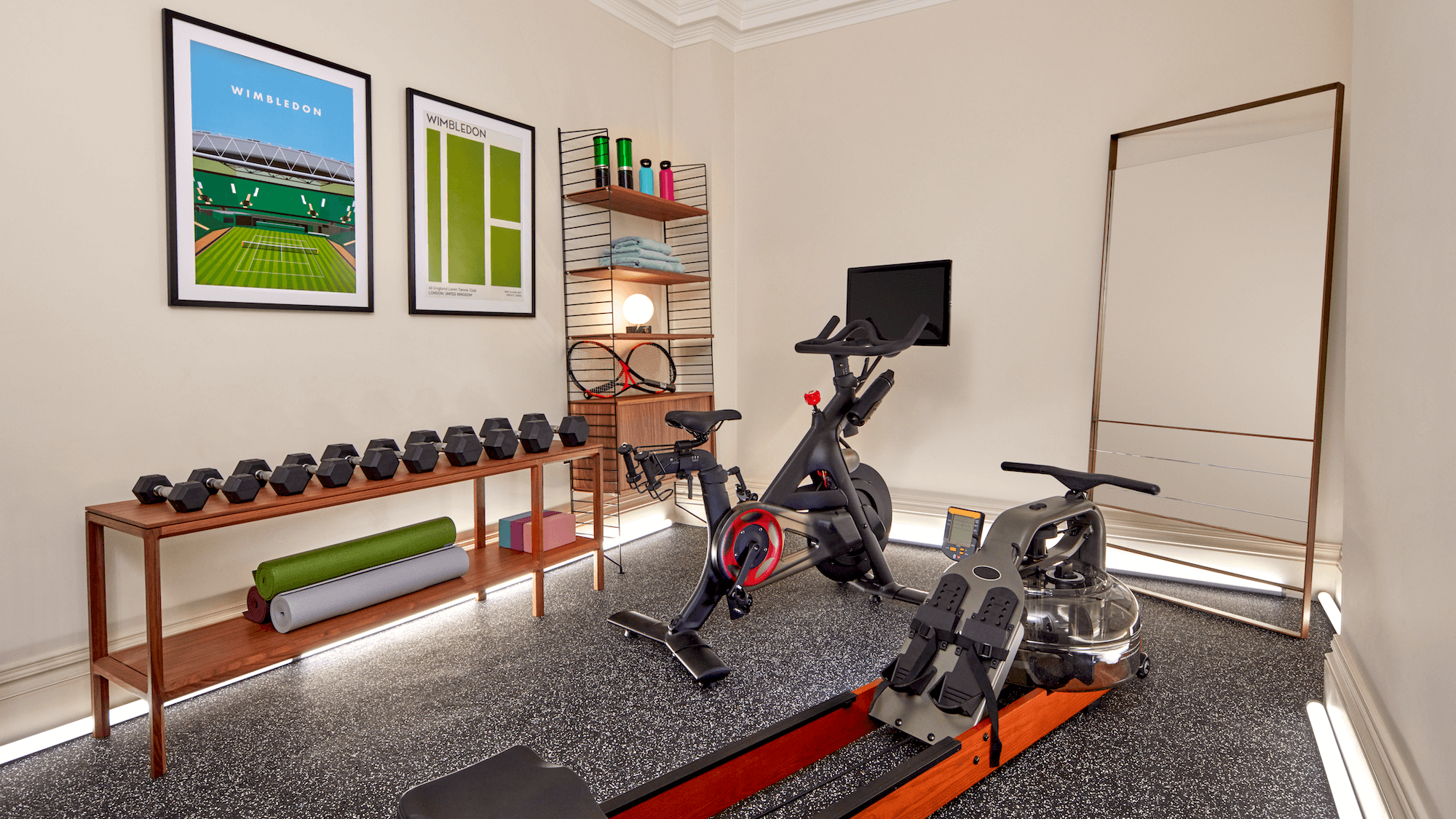 GymReady to work out? Complete with a top of the range exercise bike, rowing machine and, weights, this dedicated exercise space will help you match-fit. Just what you need to strengthen that backhand.