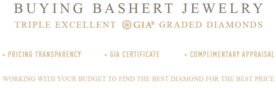 Buying a Bashert Jewelry Triple Excellent Graded Diamonds. Our Diamond Commitments to you. How to buy the best diamond for your budget.