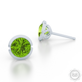 Green Peridot Silver Martini Stud Earrings. Bashert Jewelry. Proudly Handcrafted in USA.