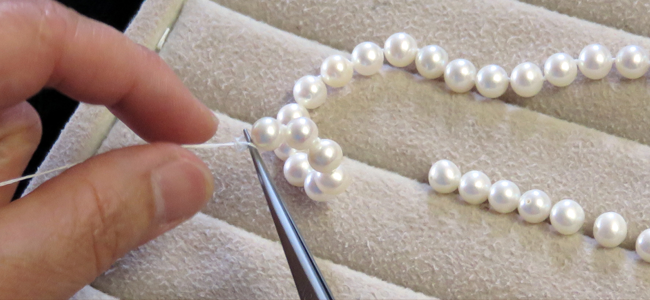 Restringing your pearls every so often to make sure they are well cared for. BashertJewelry