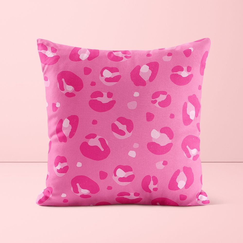Sofa Cushion Dark Pink Leopard Print Pillow