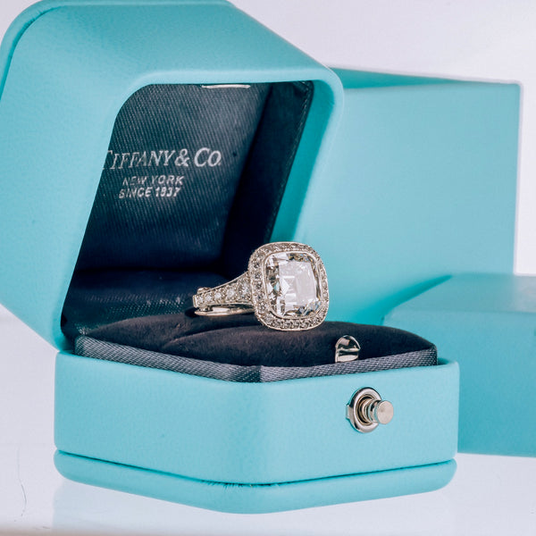 Tiffany Blue Box With A 5 Carat Engagement Ring 