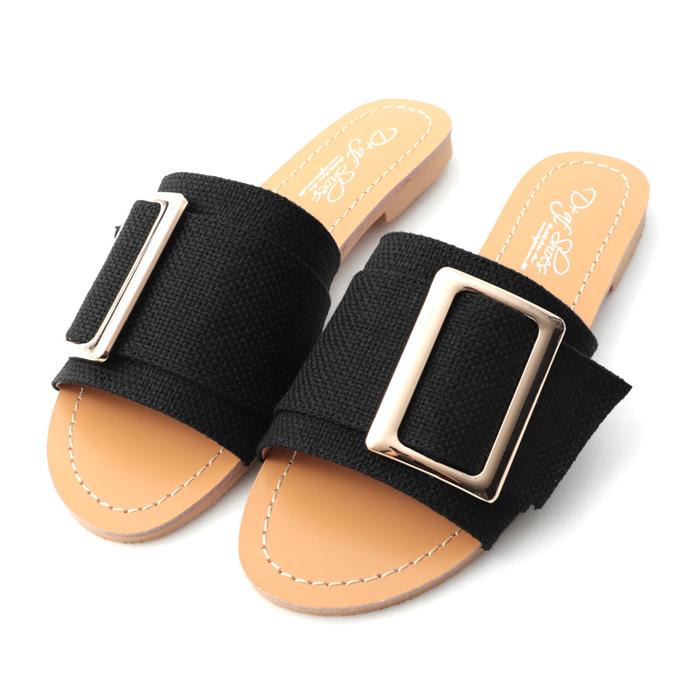 Gold Buckle Slides Black S00006968 