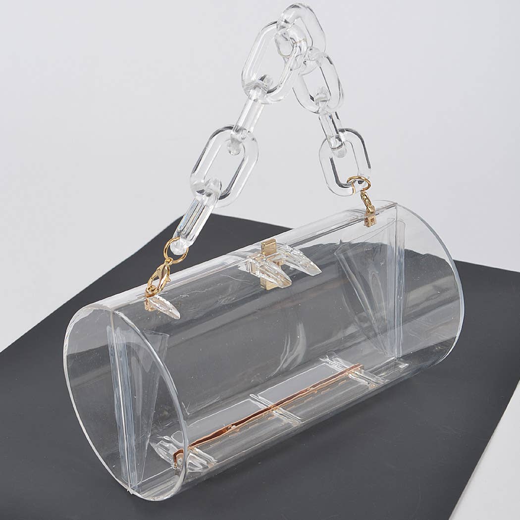 Clear Tube Round Bag with Clear Chain Link Straps