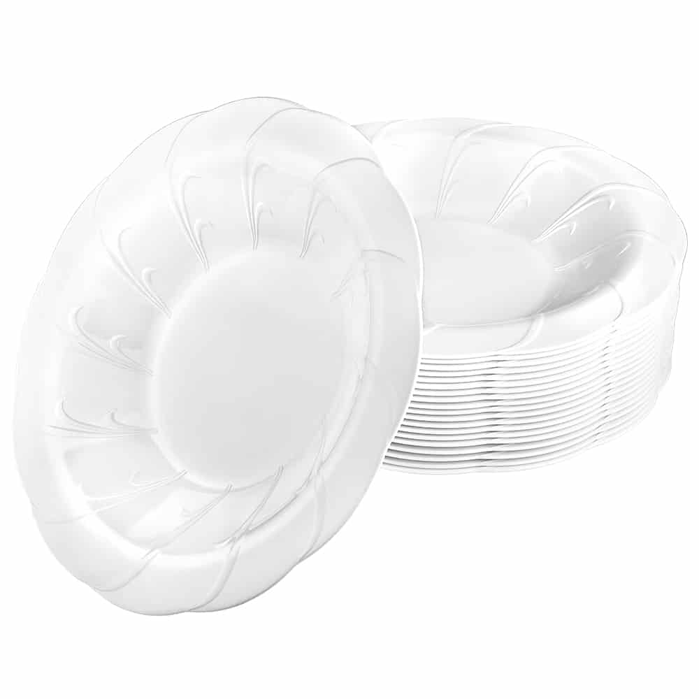 Premium Plastic Elegance Dinnerware<br/>Size Options: 10.25inch Plate, 9inch Plate, 7.5inch Plate, 14oz Bowl, and 8oz Mug