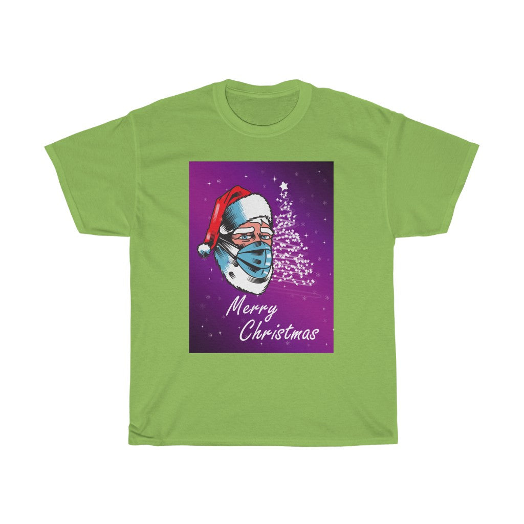 T-Shirt, Unisex Heavy Cotton Tee - Santa witb a Mask (Magenta)