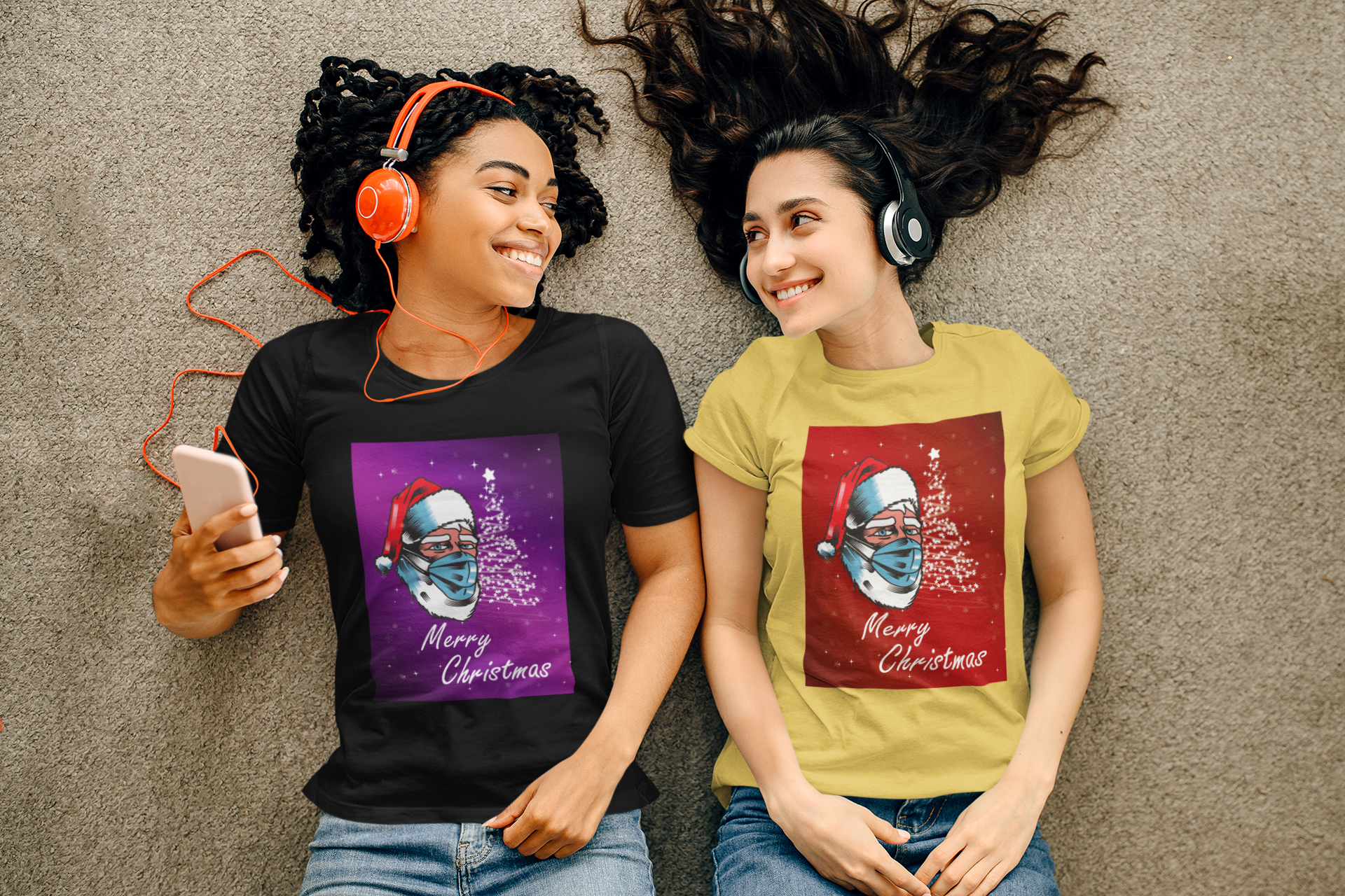 T-Shirt, Unisex Heavy Cotton Tee - Santa witb a Mask (Magenta)