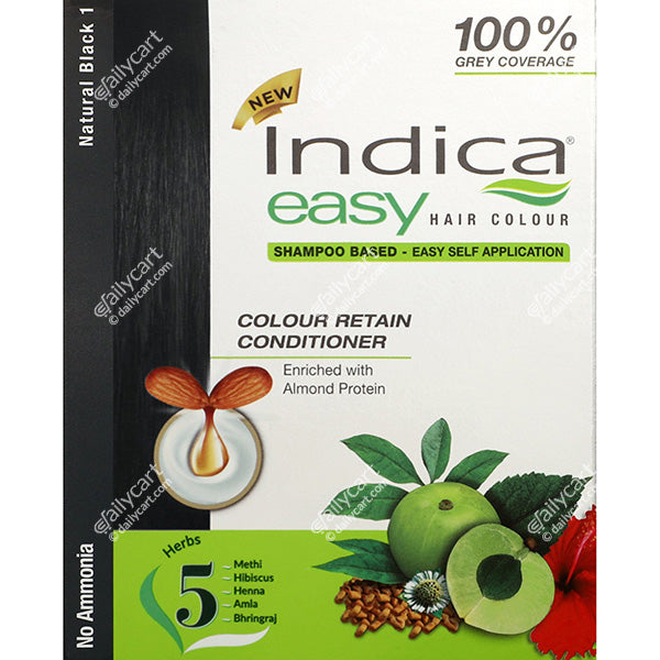 Indica Easy Shampoo Based Hair Color, Natural Black, 1 Sachet, 25 ml