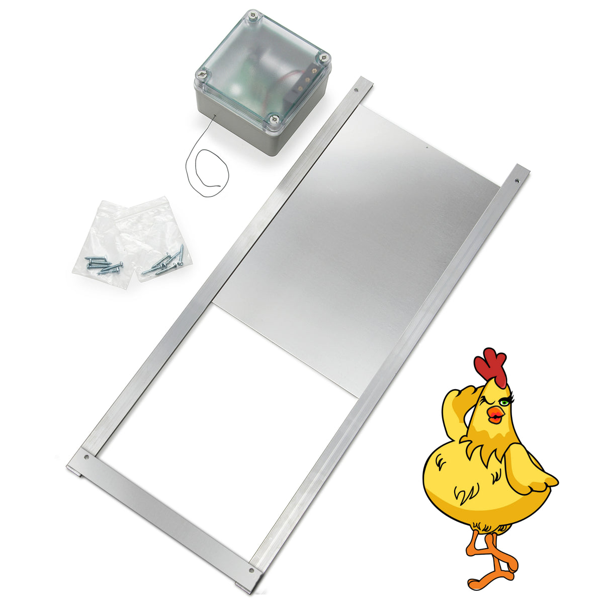 Weatherproof Remote Hipykat Automatic Chicken Coop Door Predator Resistant Protection Function Fullmetal Opener Battery Powered with LCD Display Electric Open / Close with Timer Mode Light Sensor 