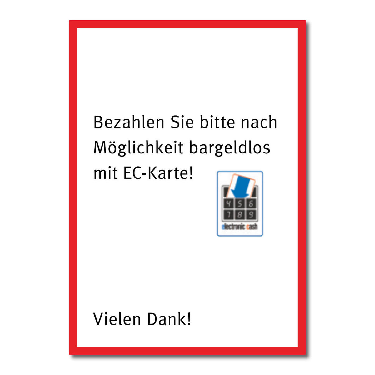 Plakat Bargeldlos Bezahlen Corona Hinweisschild