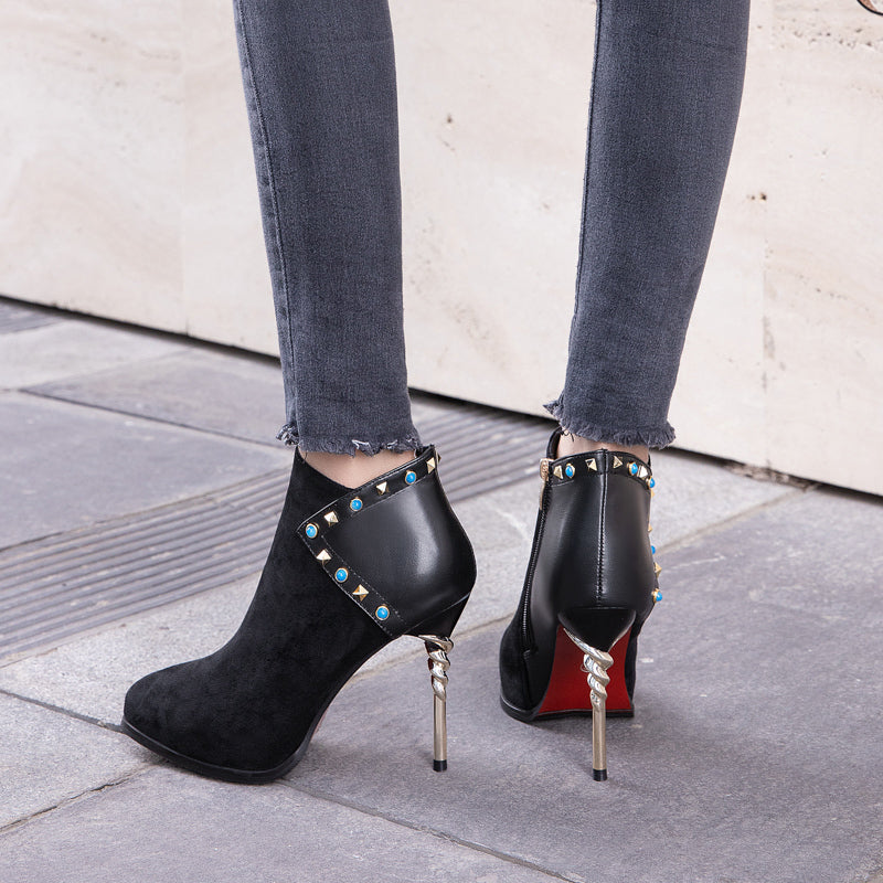 red bottom ankle booties