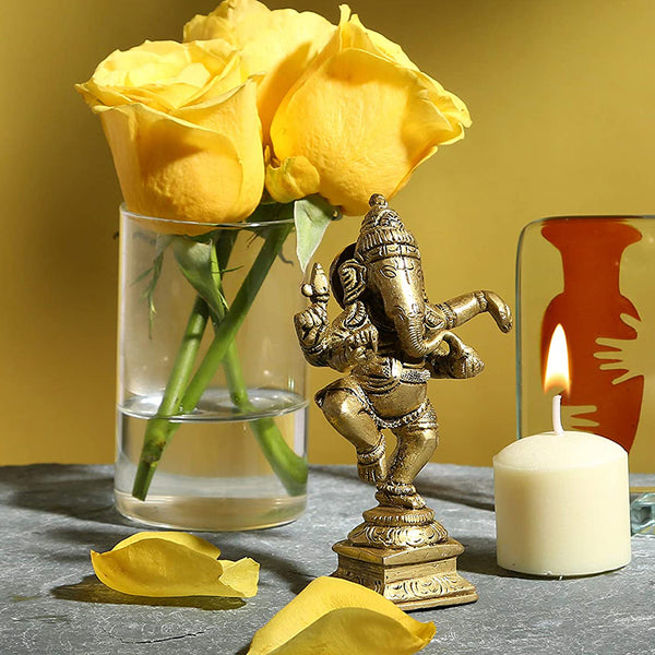 Brass Dancing Ganesha Idol | Home Decor
