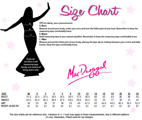 Mac Duggal USA Size Chart