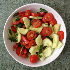 Bowl of Summer favorite, ducumber and tomato salad