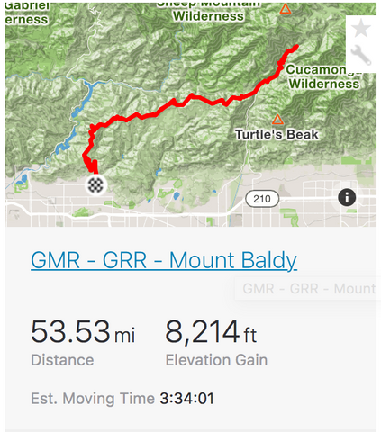 Glendora Mountain+Ridge Mount Baldy Strava Screenshot