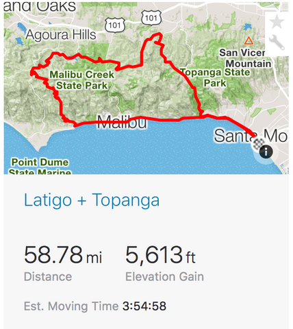Latigo + Topanga Strava Route Screenshot