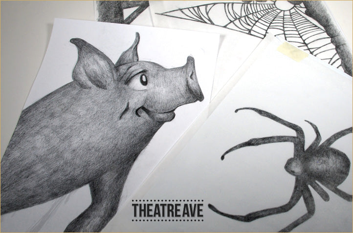 Poster design sketches for Charlotte's Web by Theatre Avenue