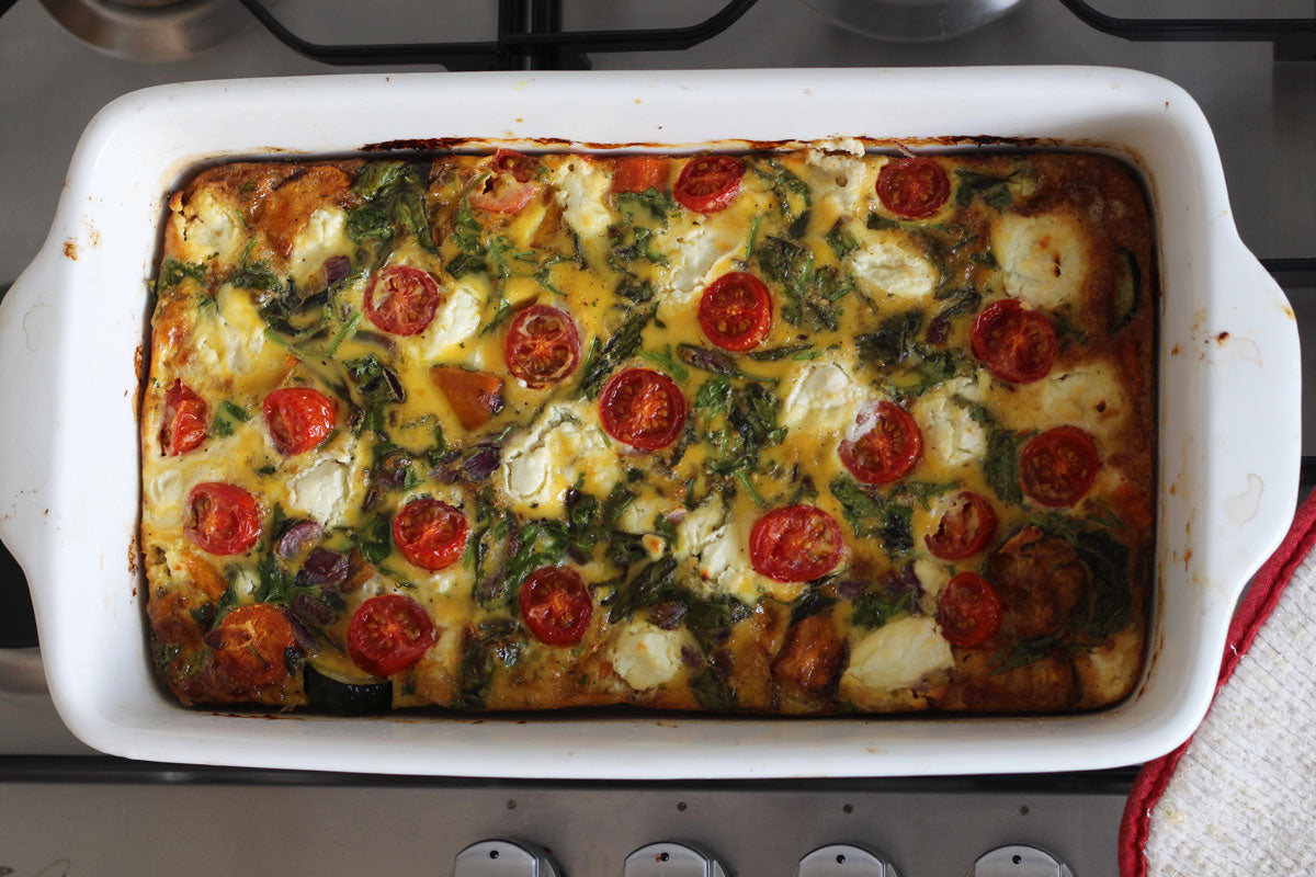 Roast Vegetable Frittata with Goats Cheese