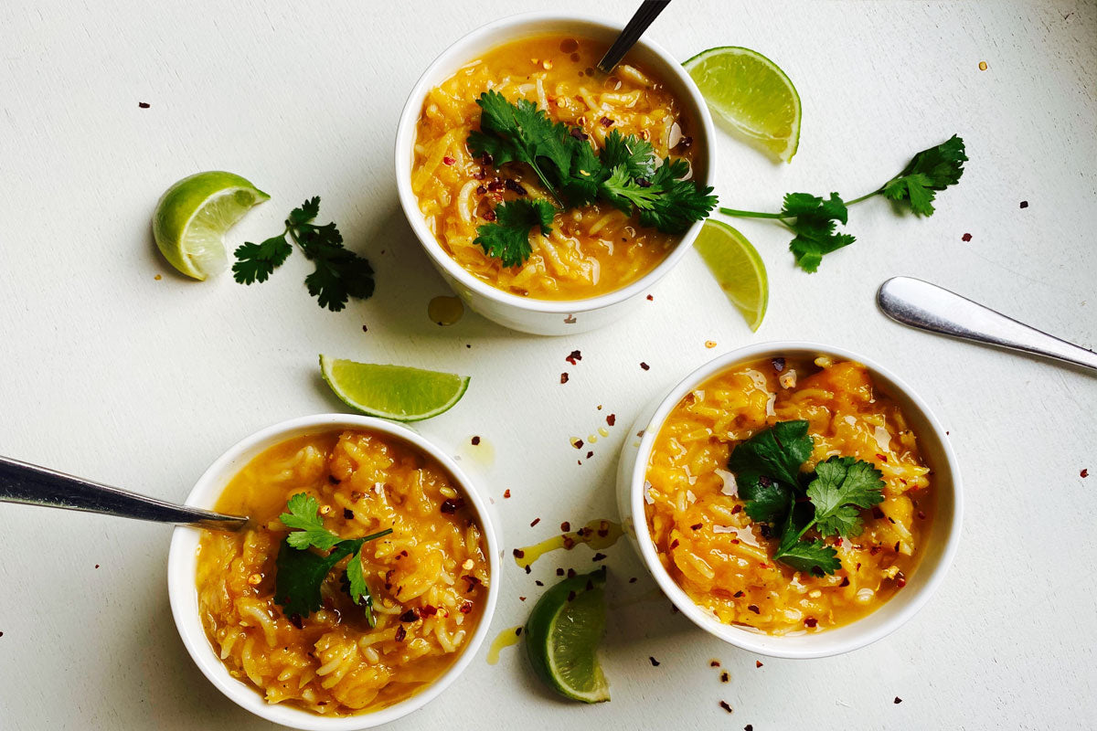 Mexican pumpkin soup with rice