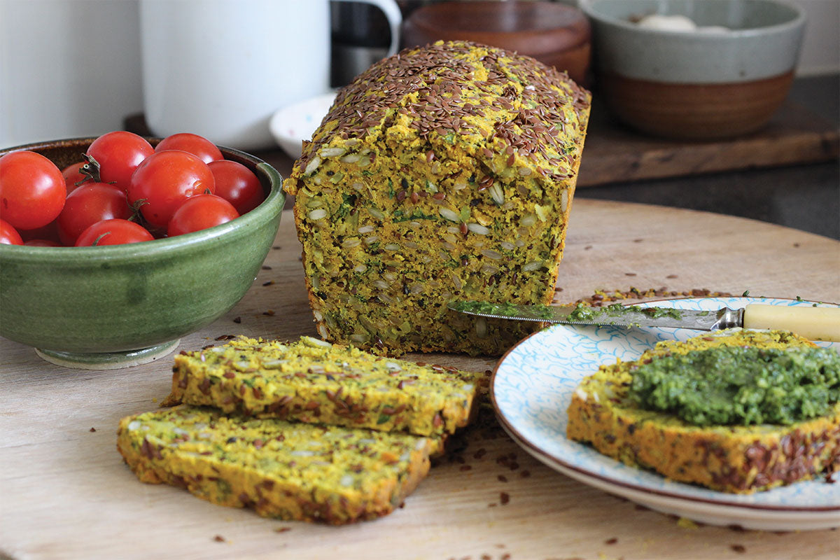 Turmeric goats curd onion seed loaf