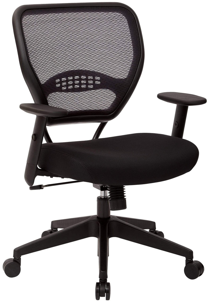 Black SPACE Seating Big and Tall Dual Layer Air Grid Back with Mesh Seat Adjustable Footing and Gunmetal Finish Base Drafting Chair 