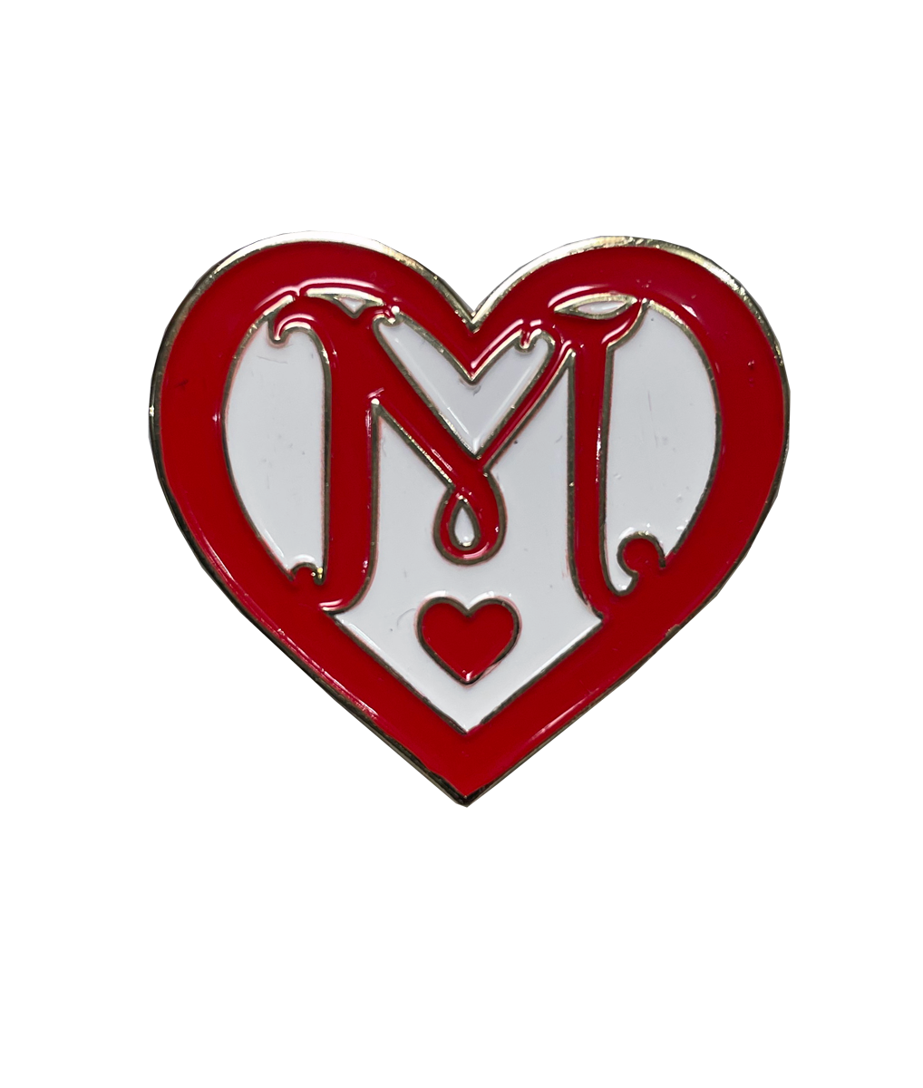 M Heart Pin (Red/White) – Mike Love Store