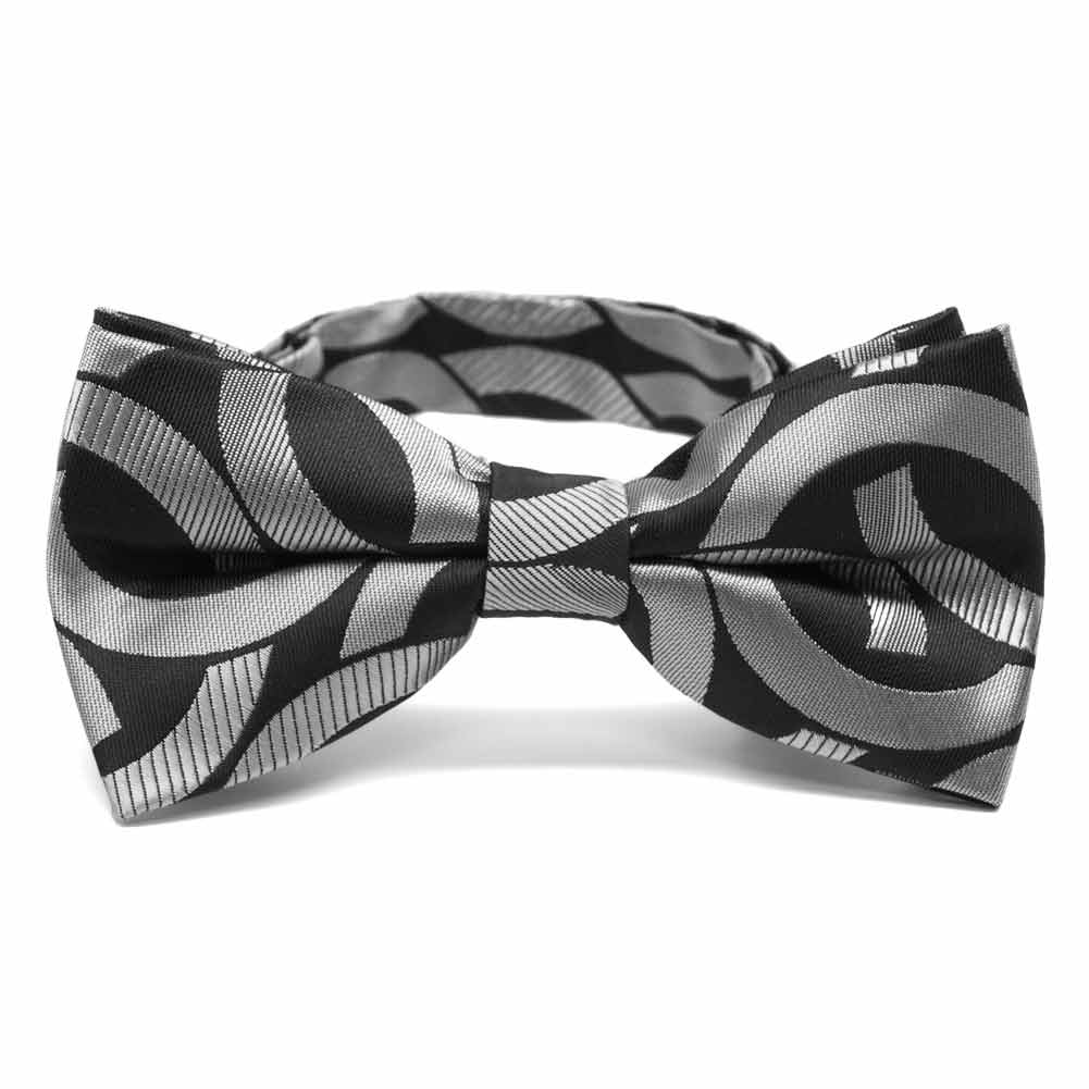 Black And Silver Link Pattern Band Collar Bow Tie Shop At Tiemart Tiemart Inc 8708