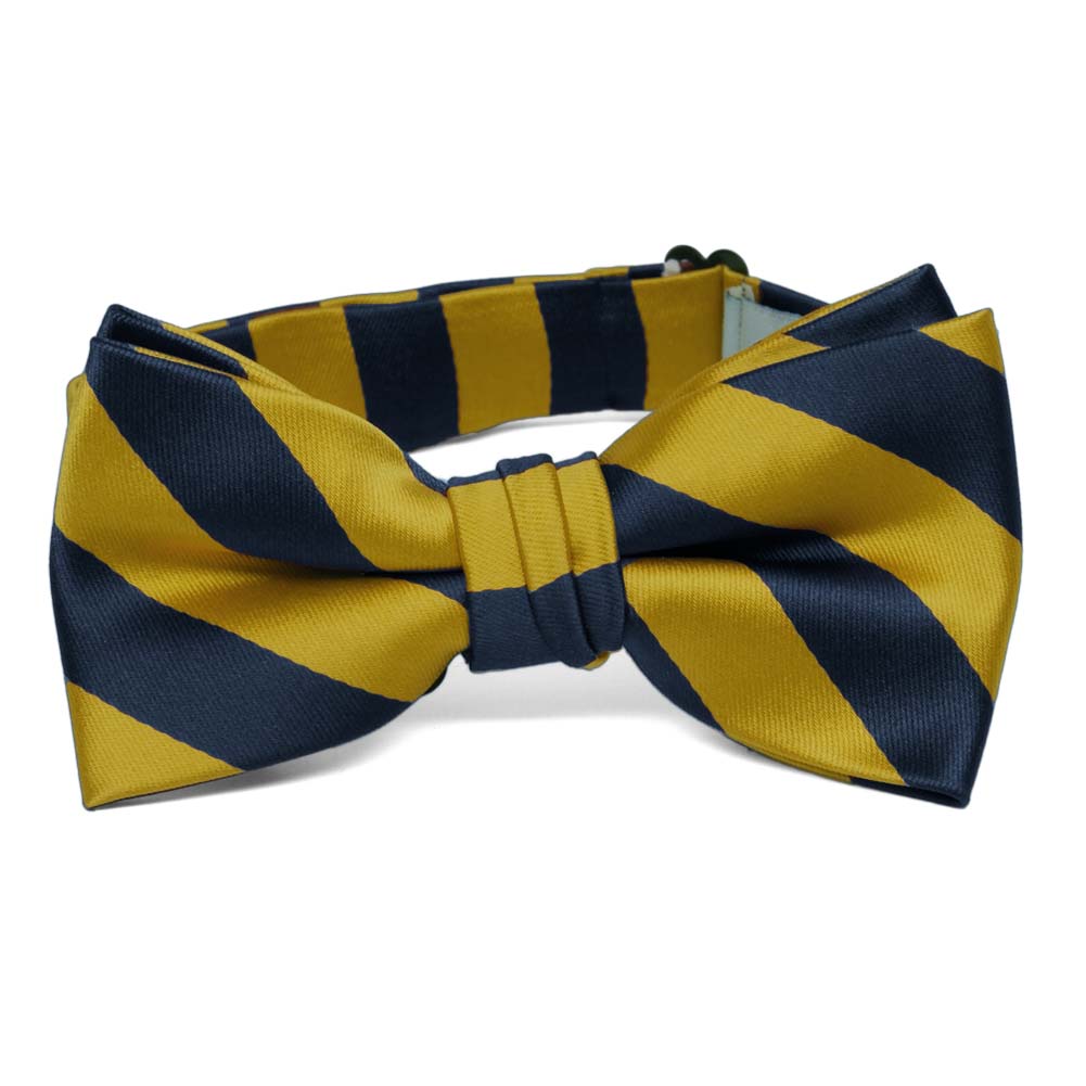 Boys Navy Blue And Gold Striped Bow Ties Shop At Tiemart Tiemart Inc 9265