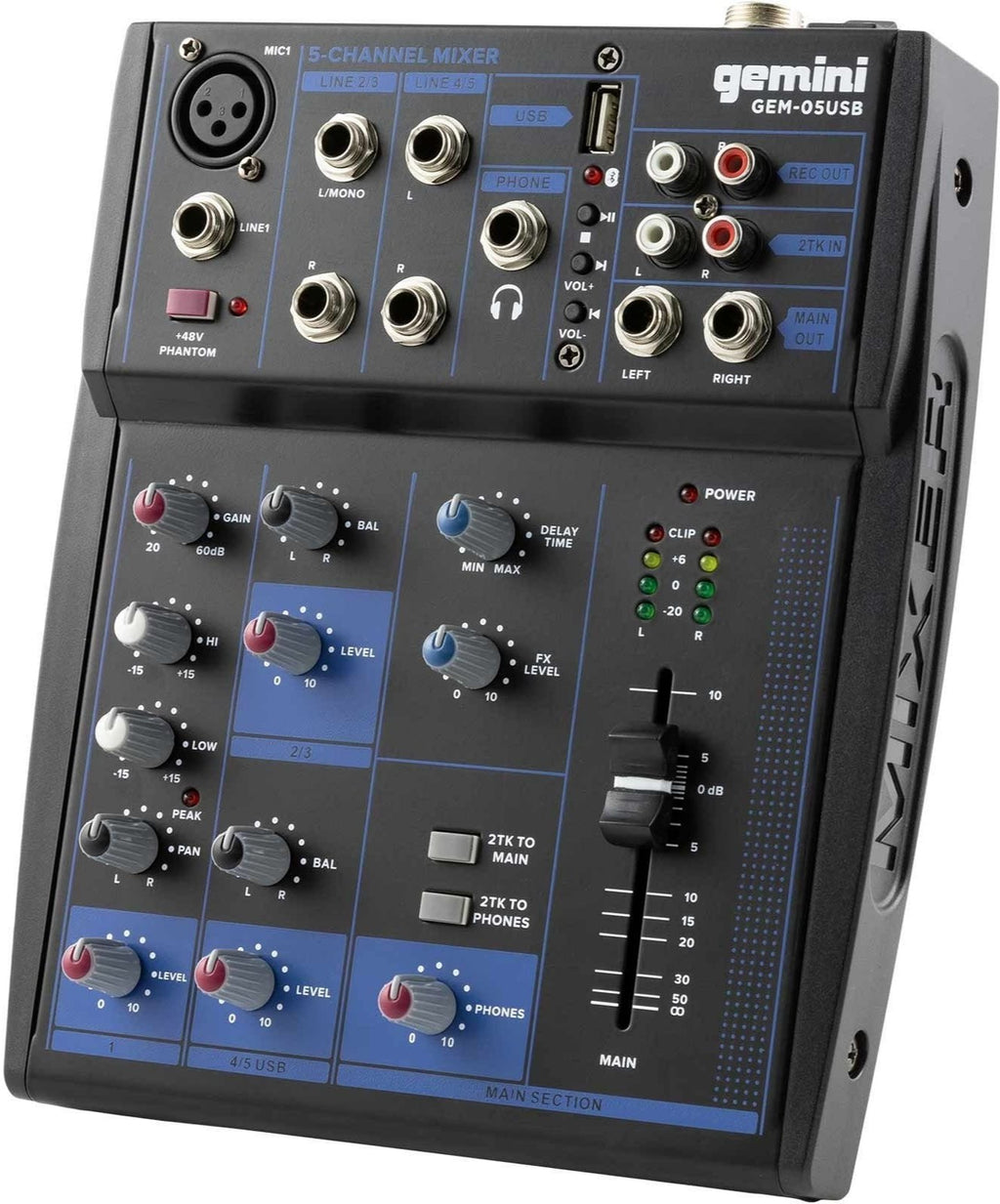 Gemini GEM-05USB 5-Channel USB Mixer w/ Bluetooth ...