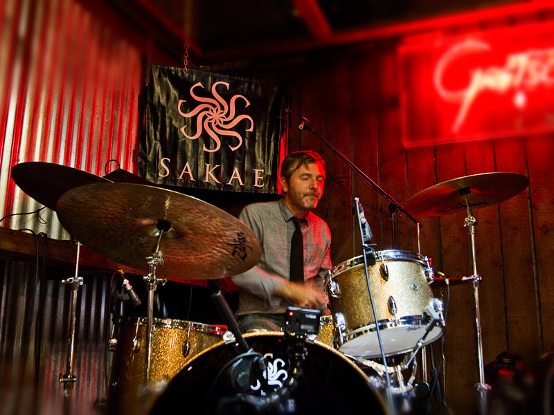 Ash Soan playing Sakae Trilogy Drum Kit at Drumshop UK