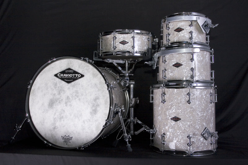 Craviotto White Marine Pearl drum kit at Drumshop UK