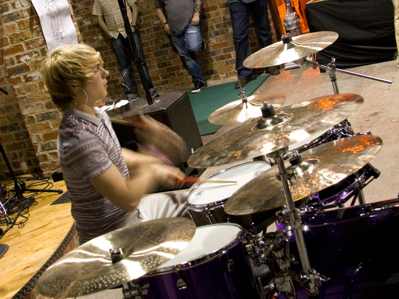 Max Harrison at Craig Blundell clinic plays Premier drums