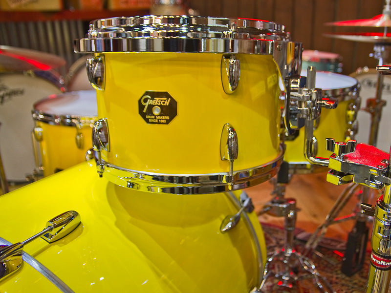 Gretsch USA Custom Drum Kit In Solid Yellow drumshop uk