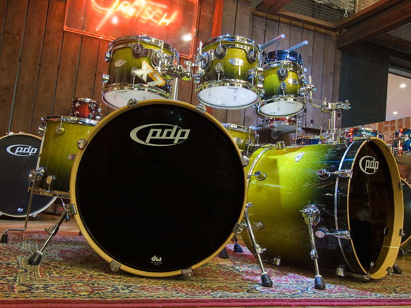 DW PDP X7 Gold to Black Sparkle Drum Kit