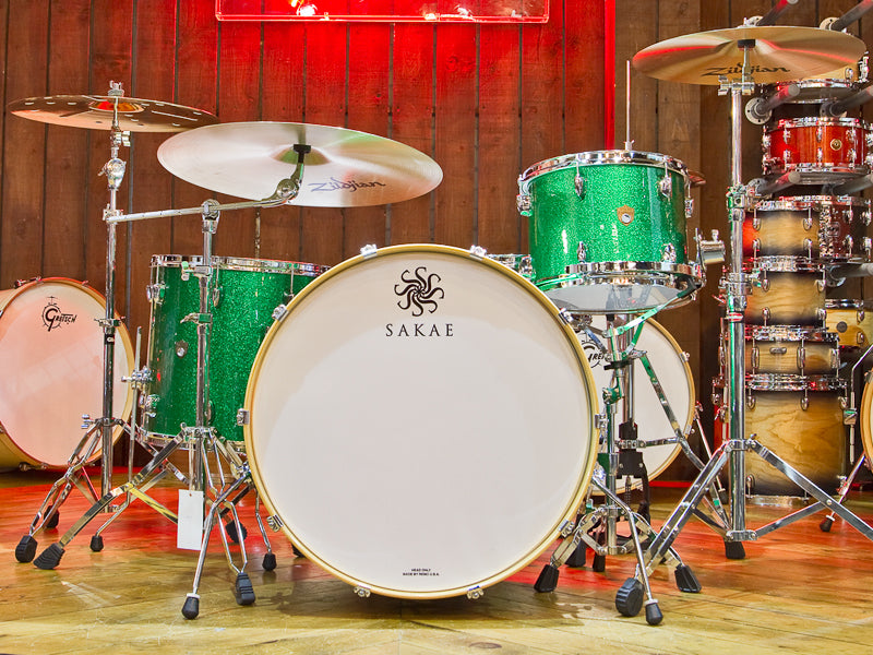 Sakae Trilogy Green sparkle drum kit Drum Shop UK