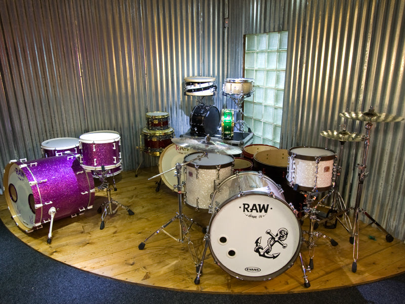 rock and whiskey raw drums drumshop uk show room