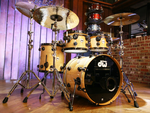 DW 4-piece natural drum kit with black hardware