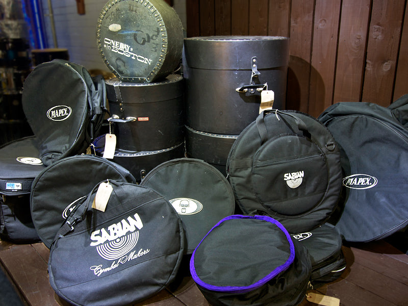 bags and cases in the junk yard at the drumshop 