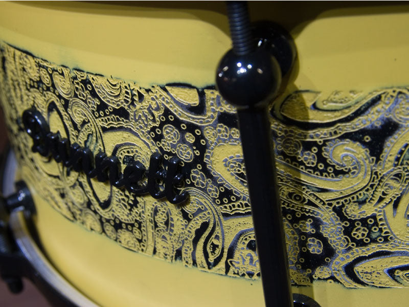 Hand engraved Dunnett butterscotch snare drum