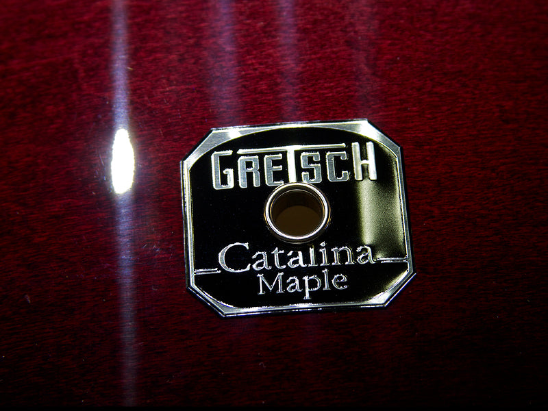 Gretsch Catalina Maple Dark Cherry Burst Bass Drum Badge - Odd Drums at Drum Shop UK