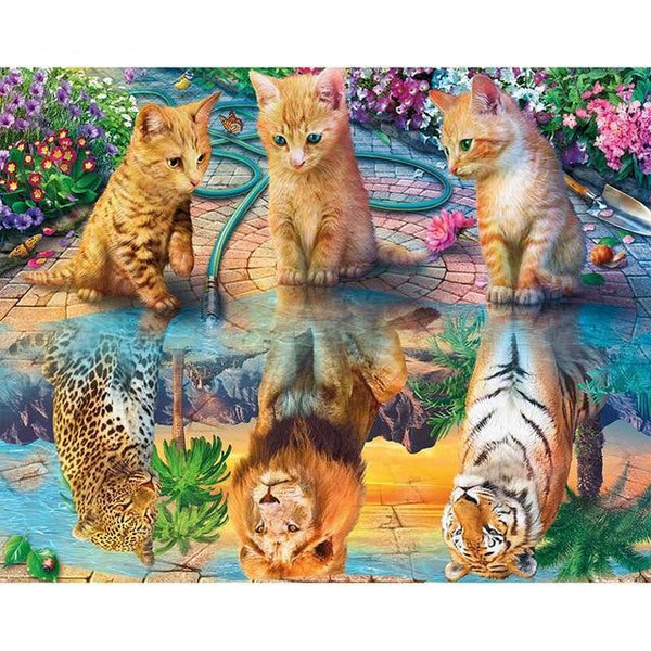 Schilderen op Nummer Katjes en Leeuwen 40x50cm - Exclusief Lijst (24 kleurtjes)