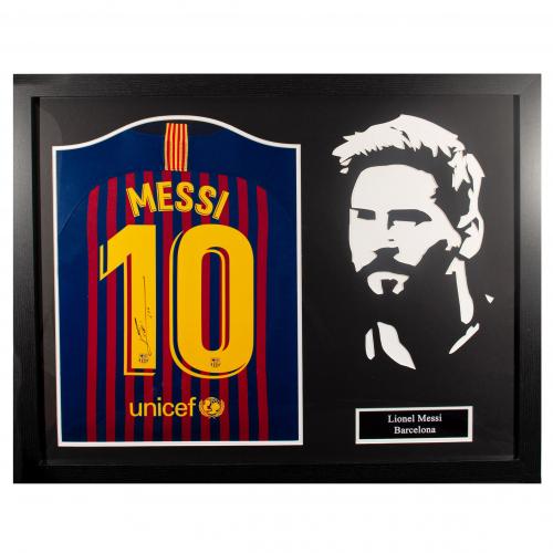 Barcelona Lionel fodboldtrøje autograf i ramme - Sportsgaver.dk