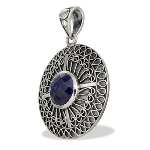 Blue Sapphire Pendant Set in Sterling Silver