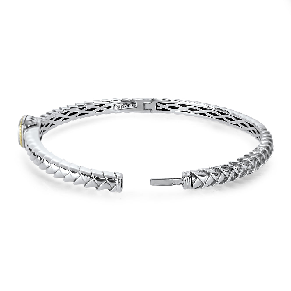 Peridot Sterling Silver Bangle with 18K Gold Accents
