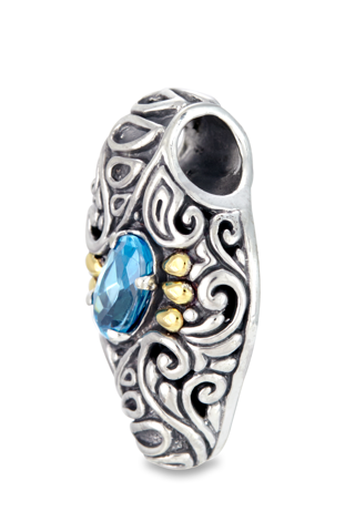 Blue Topaz Pendant Set in Sterling Silver & 18K Gold Accents